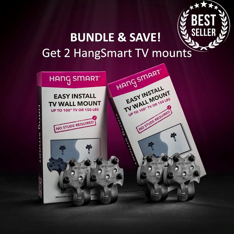 Hang Smart TV HangSmart TV Wall Mount 2-Pack - Universal Compatibility for 19-100 inch TVs, Dual Bundle, Holds up to 150lbs, Easy DIY Installation, Complete Kit with Two Mounts, Perfect for Bundles and Multiple TVs - Image 2